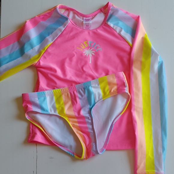 Justice Swim Rash Guard Set - Picture 1 of 2